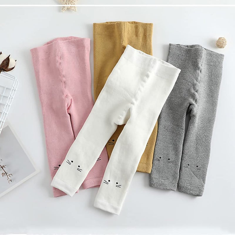 Ehdching 5 Pack Toddler Girls Loop Fleece Leggings Cat Printed Warm Winter Stretchy Pants Trousers Stockings Pantyhose - Image 4