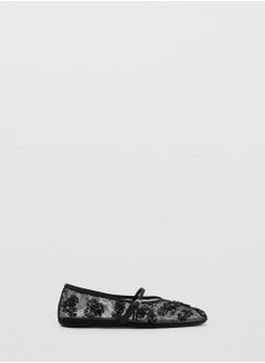 MANGO Casual Embroidered Ballerina Strap Buckle  - Image 1