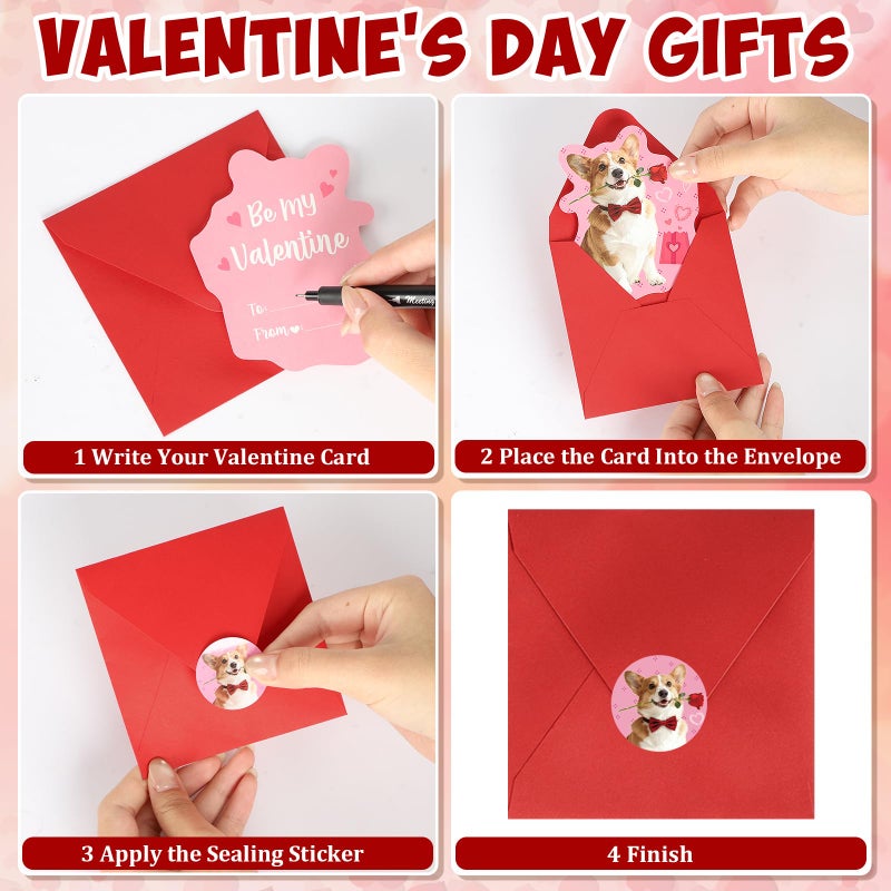 Sealmic 48 Sets Assorted Dog Valentines Cards for Kids Classroom School Cute Puppy Valentine Days Cards with Envelops Stickers Greeting Cute Pet Love Cards for Girls Boys Kids Party Gift Exchange Brithday Supplies Favors Double Sided Printing - Image 3