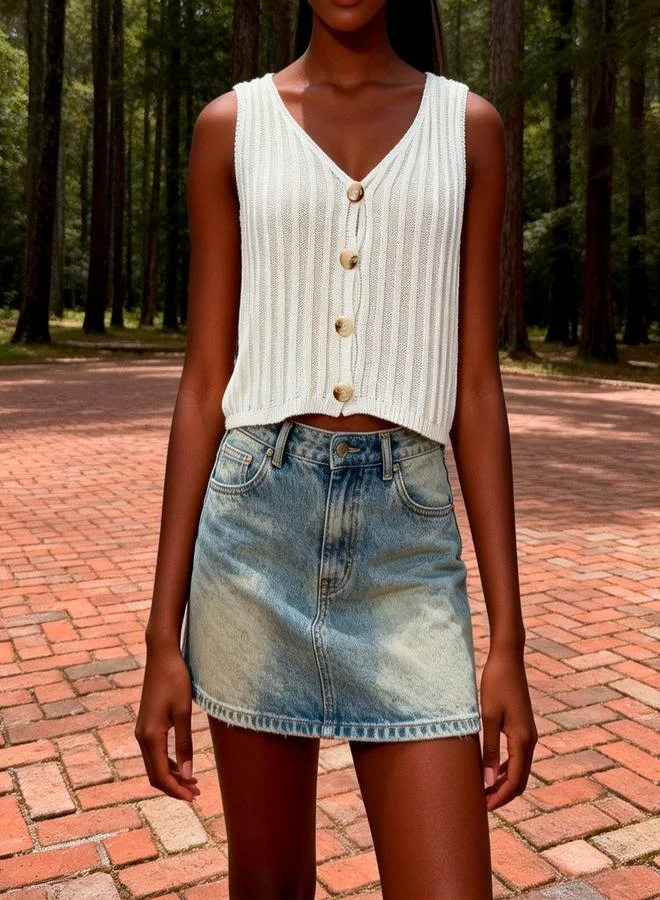 Take Two White Button-Up Knit Cardigan Top