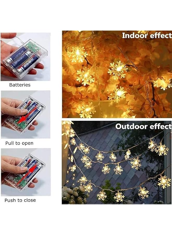 The Bros Christmas Lights, 20 Ft 40 LED Snowflake String Lights Battery Operated Waterproof Fairy Lights for Home, Party, Wedding, Garden, Xmas Patio Bedroom Indoor Outdoor Celebration Lighting (Warm White) - Image 4