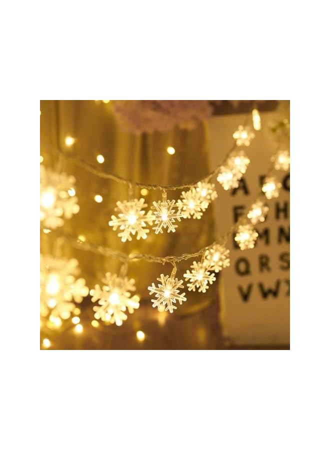The Bros Christmas Lights, 20 Ft 40 LED Snowflake String Lights Battery Operated Waterproof Fairy Lights for Home, Party, Wedding, Garden, Xmas Patio Bedroom Indoor Outdoor Celebration Lighting (Warm White) - Image 2