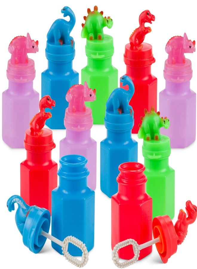Bedwina Dinosaur Bubbles Party Favors for Kids - (24-Pack Bulk) Assorted 3-Inch Dino Bubble Bottles with Bubble Wands, Outdoor Summer Toy for Birthday Goodie Bags, Easter Baskets & Prizes - Image 2