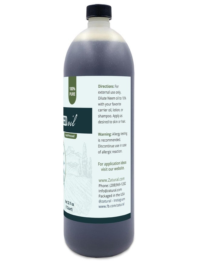 Zatural 100% Pure Neem Seed Oil | Cold Pressed, Undiluted Natural Oil for Skin Conditioning, Hair Moisture & Botanical Blending (32 Fl Oz) - Image 5