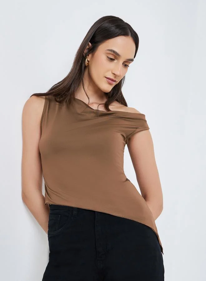 ستايلي Styli One Shoulder Asymmetric Hem Knit Top