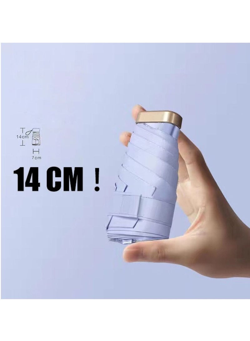 Mini Folding Umbrella Small Travel Compact Umbrella Sunproof and UV Proof Lightweight Sun Umbrellas with 99.99% Shade Rate More Suitable for Women - Image 1