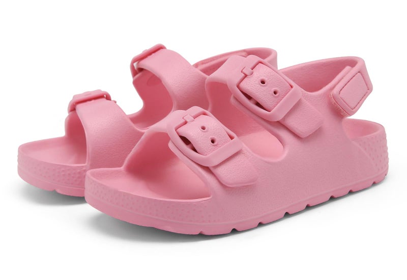 INMINPIN Toddler Boys Girls Buckle Sandals Comfort Open Toe Sandal with Adjustable Back Strap, Pink, 5 Toddler - Image 5