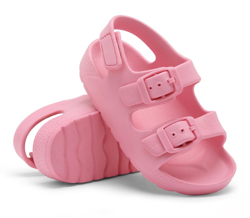 INMINPIN Toddler Boys Girls Buckle Sandals Comfort Open Toe Sandal with Adjustable Back Strap, Pink, 5 Toddler - Image 3