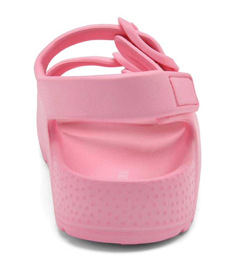 INMINPIN Toddler Boys Girls Buckle Sandals Comfort Open Toe Sandal with Adjustable Back Strap, Pink, 5 Toddler - Image 4