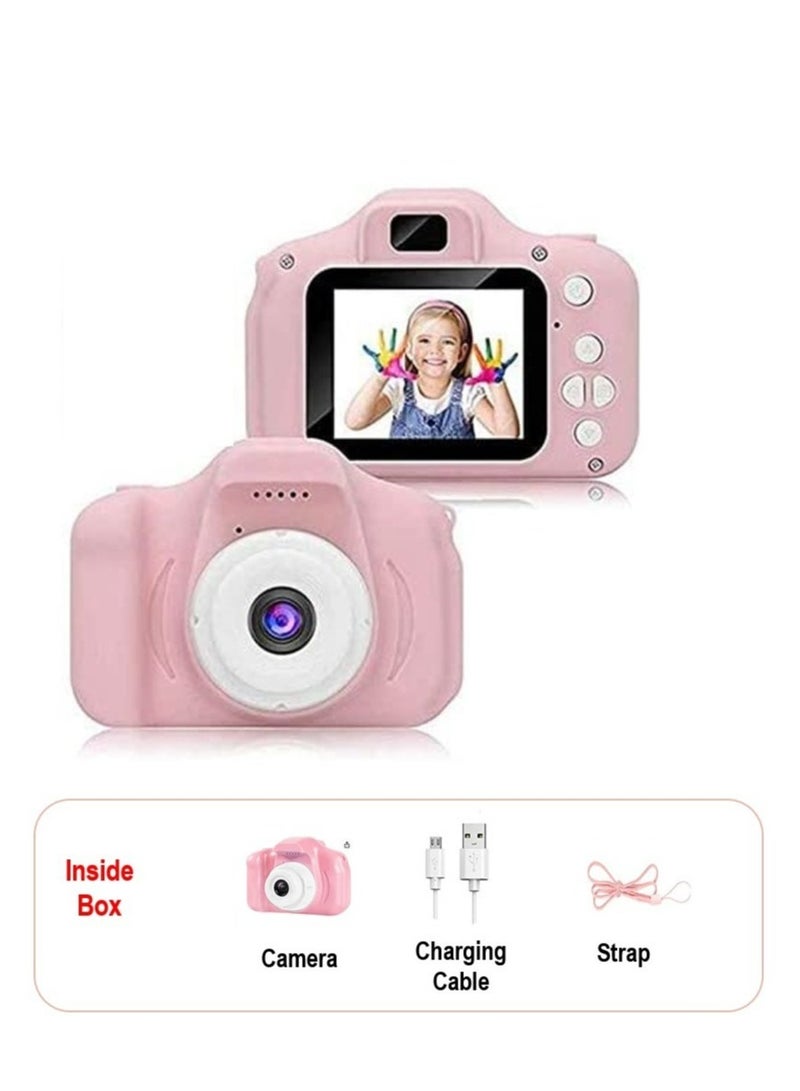 لعبة كاميرا رقمية للأطفال (وردي)، هدايا للأطفال الأولاد والبنات، كاميرا رقمية صغيرة قابلة لإعادة الشحن من السيليكون مقاومة للصدمات للأطفال - Image 1