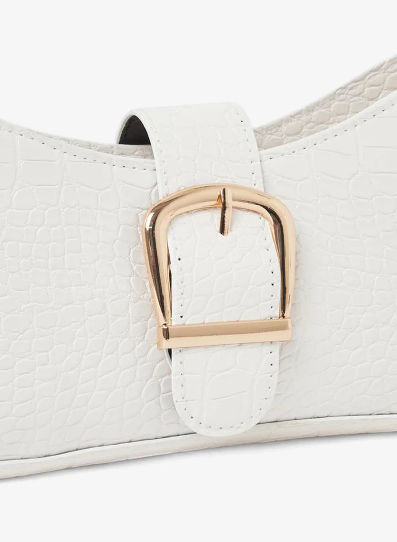 Styli Croc Textured Buckle Detail Shoulder Bag