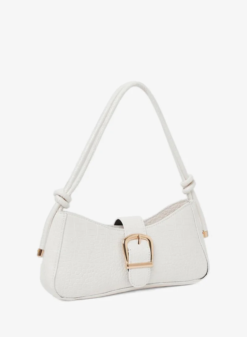 Styli Croc Textured Buckle Detail Shoulder Bag