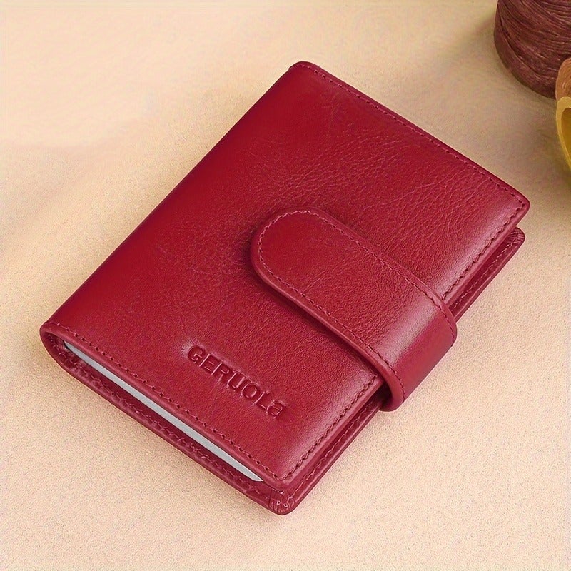 GERUOLA Men's Leather Card Holder with RFID Blocking, Large Capacity, Vintage Style, Wine Red - Image 1