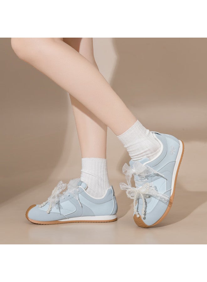 Pull Back Warrior Women's Soft Sole German Training Shoes Leather Casual Sneakers Wxy5238z Mist Blue Size 35 - Image 2