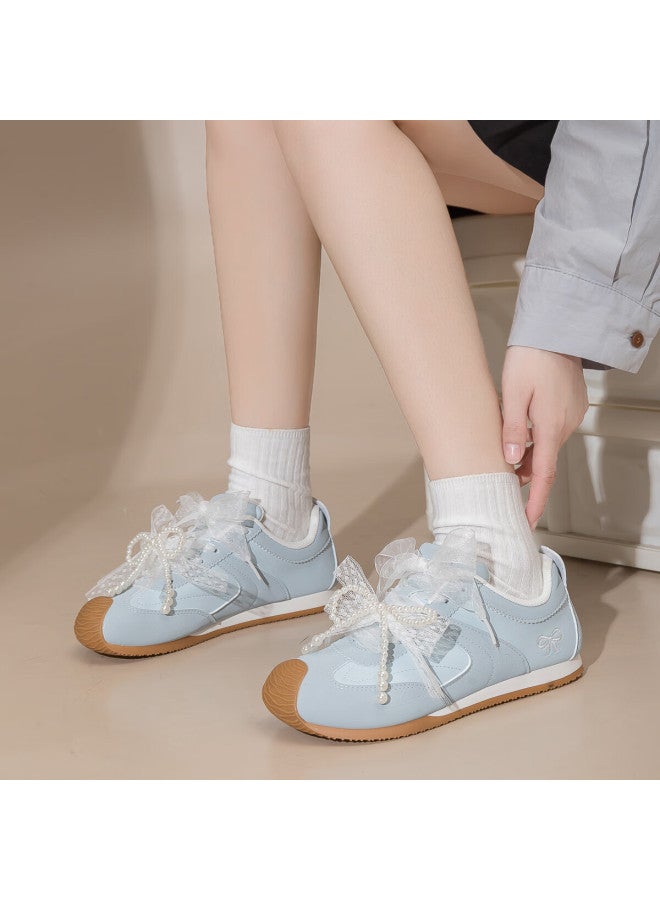 Pull Back Warrior Women's Soft Sole German Training Shoes Leather Casual Sneakers Wxy5238z Mist Blue Size 35 - Image 1