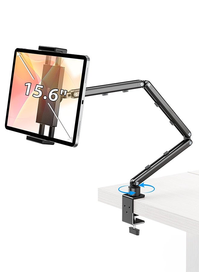 WALALLA Tablet Stand for Desk Adjustable, 360° Rotating iPad Holder for Bed, Aluminum Tablet Arm Mount for 4.7-15.6 Inch Tablets and Phones, Compatible with iPad Pro Air Mini, iPhone, Galaxy Tab - Image 1