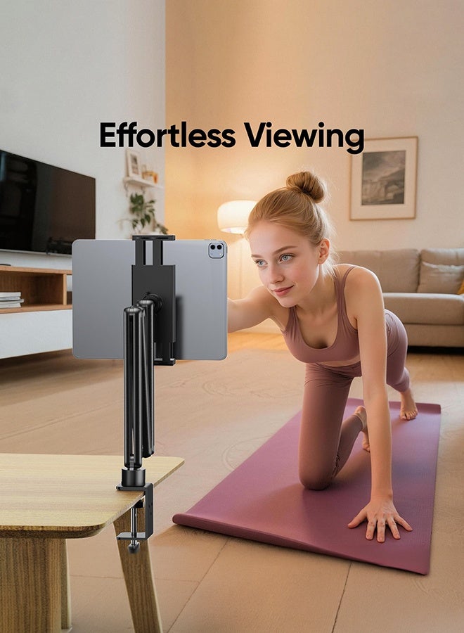 WALALLA Tablet Stand for Desk Adjustable, 360° Rotating iPad Holder for Bed, Aluminum Tablet Arm Mount for 4.7-15.6 Inch Tablets and Phones, Compatible with iPad Pro Air Mini, iPhone, Galaxy Tab - Image 3
