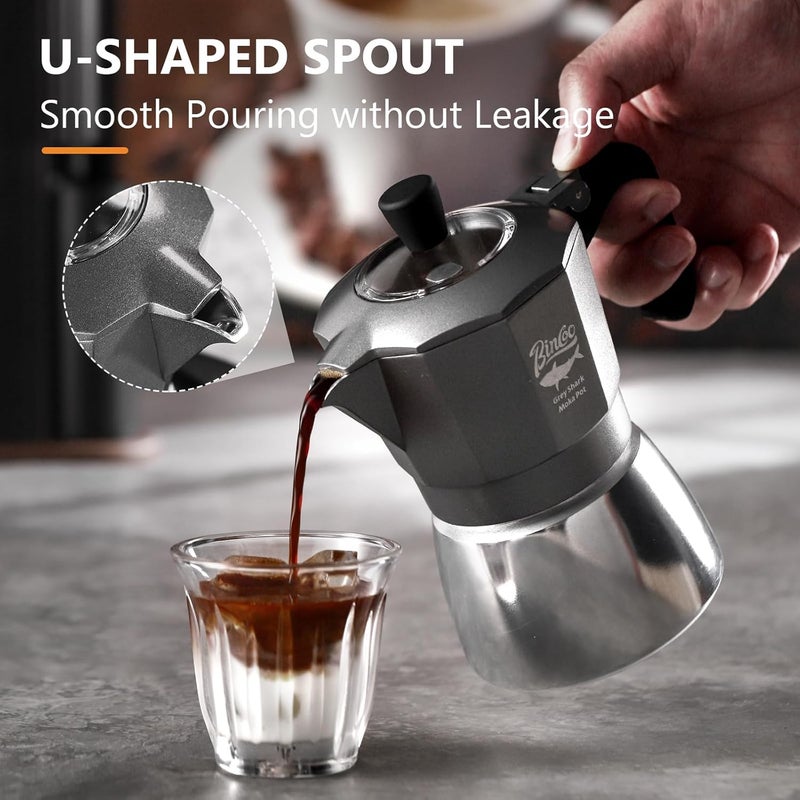Bincoo Stovetop Espresso Coffee Maker,Moka Pot 120ML-4.06oz,Italian Style Coffee Maker, 2 Cup Aluminum Espresso Portable Cafetera Moka Pot for Home Travel Camping - Image 5