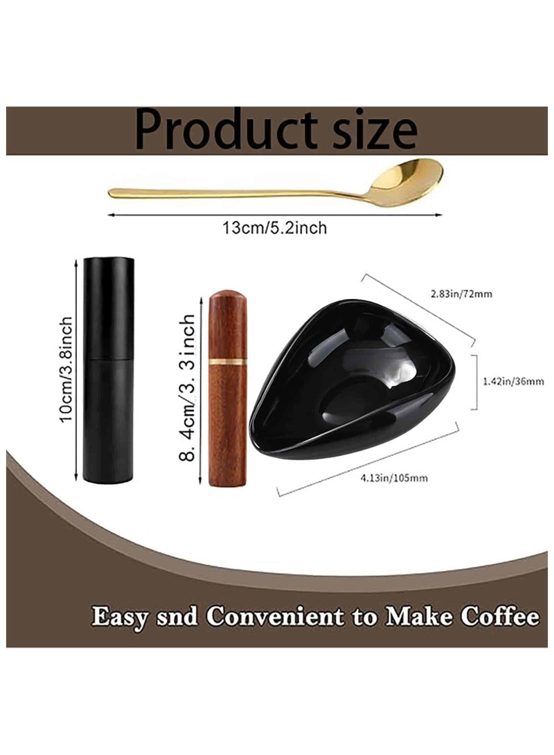Anmi 4-Piece Espresso Accessories Set - Ceramic Dosing Tray, Coffee Spray Bottle, Stirring Needles & Spoon | Premium Black Coffee Dosing Kit - Image 2