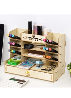 Kidle Wooden Desktop Organizer DIY Desk Pen Holder Stationery Storage For Home Office School  - Image 2
