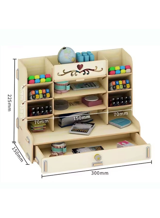 كيدل خشبي منظم سطح المكتب لتقوم بها بنفسك مكتب حامل القلم تخزين القرطاسية للمنزل مكتب المدرسة - Image 3