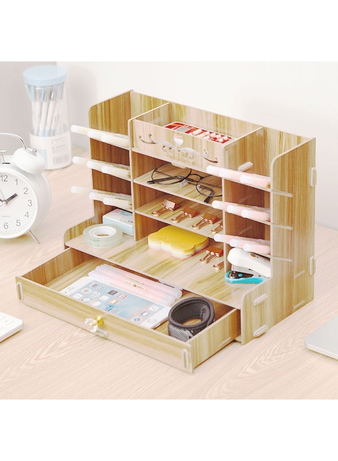 كيدل خشبي منظم سطح المكتب لتقوم بها بنفسك مكتب حامل القلم تخزين القرطاسية للمنزل مكتب المدرسة - Image 4