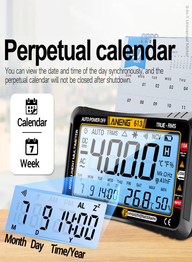 ANENG 613 3 in 1 Smart Multimeter Perpetual Calendar Temperature Hygrometer 4000 Counts Digital AC/DC Curent Voltage Resistance Capacitor Tester Professional Test Tools - Image 3