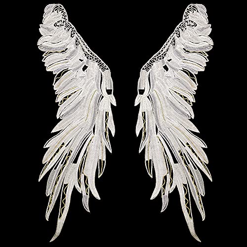 FEEPOP 1 Pair of White High-Density Fine Milk Silk Fabric Embroidery Lace DIY Stage Costume Accessories Headwear Accessories (Color 1) - Image 2