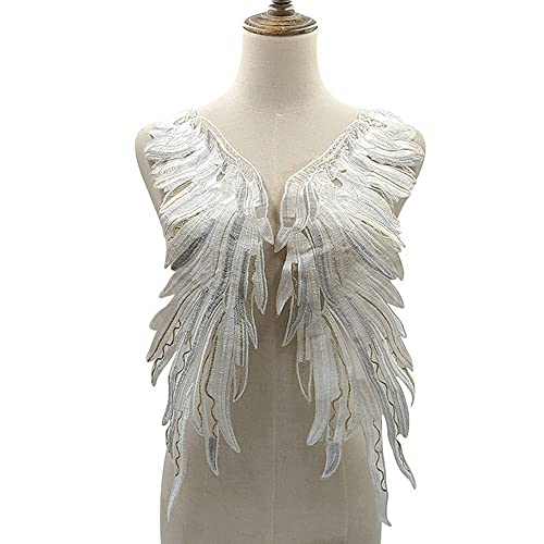 FEEPOP 1 Pair of White High-Density Fine Milk Silk Fabric Embroidery Lace DIY Stage Costume Accessories Headwear Accessories (Color 1) - Image 1