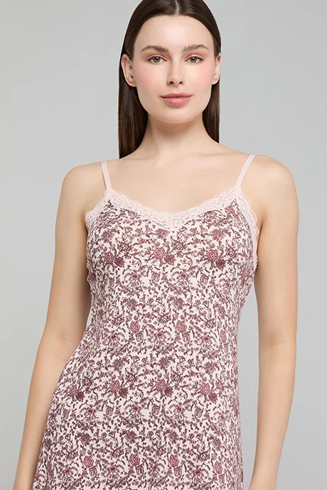 أر أند بي Patterned Strappy Nightdress with V-Neck