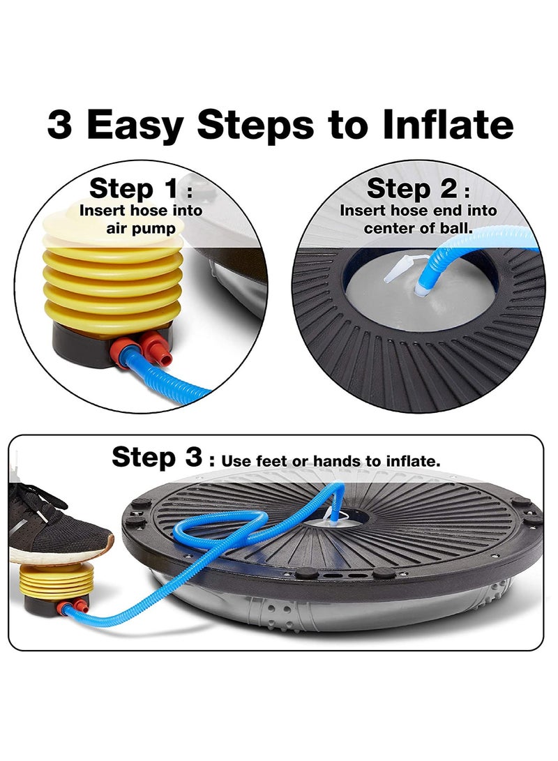 23" Yoga Balance Trainer Ball for Home Gym Workouts with Resistance Bands & Pump, Grey - Image 3