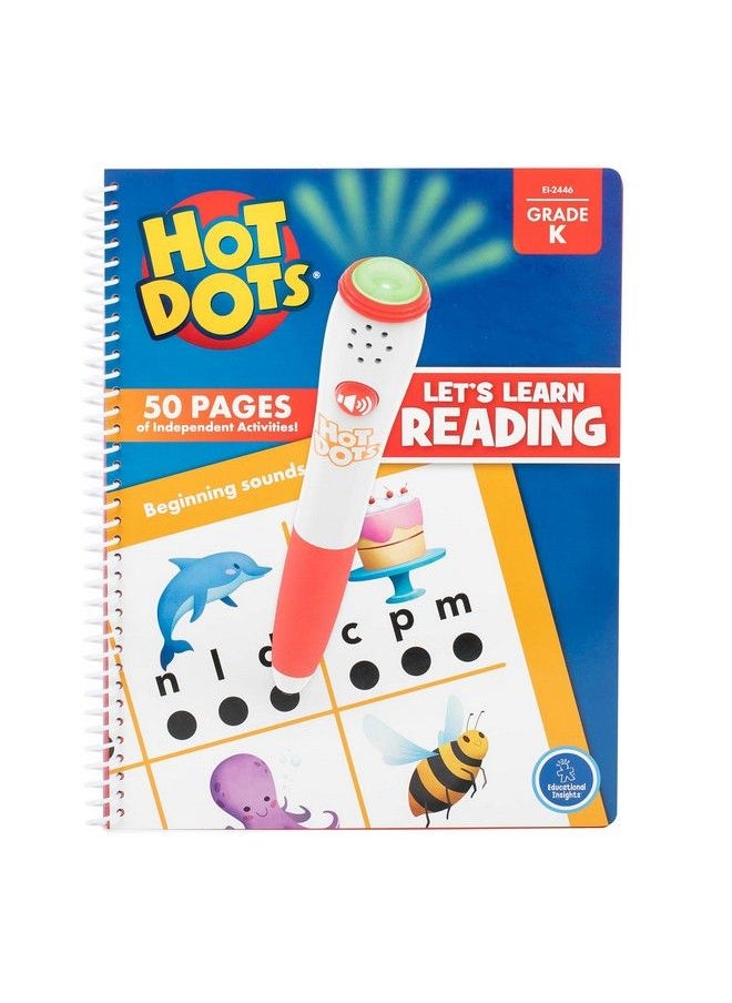 Educational Insights Hot Dots Let'S Learn Kindergarten Reading Learn Spelling & Reading Workbook With Interactive Pen Ages 5+  - Image 1