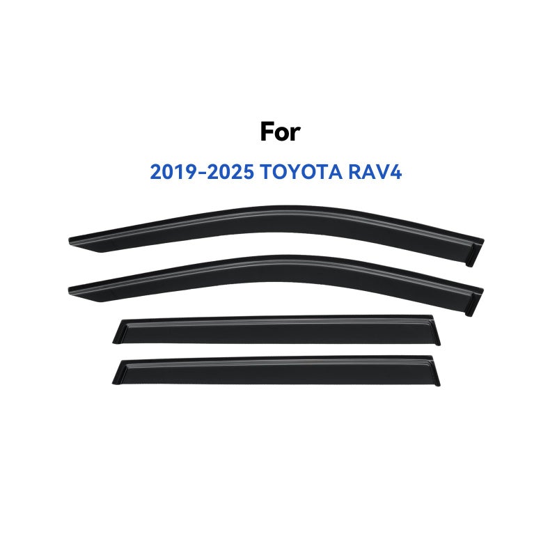 YQAUTEC حواجز المطر لنوافذ السيارات لسيارة تويوتا RAV4 من 2019-2025، واقيات هواء نوافذ خارجية لنوافذ RAV4 من 19-25 - Image 2