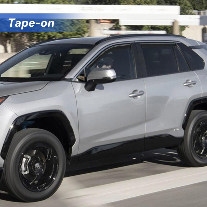 YQAUTEC حواجز المطر لنوافذ السيارات لسيارة تويوتا RAV4 من 2019-2025، واقيات هواء نوافذ خارجية لنوافذ RAV4 من 19-25 - Image 3
