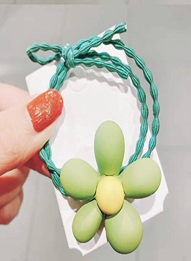 IBDA ربطة شعر ناعمة مزدوجة العقدة على شكل زهرة ديزي من إيبدا، شريط مطاطي بألوان زاهية، حامل ذيل حصان، عبوة من 5 قطع - Image 3