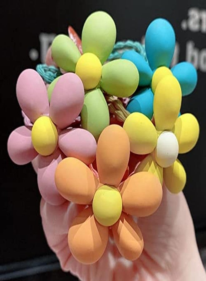 IBDA ربطة شعر ناعمة مزدوجة العقدة على شكل زهرة ديزي من إيبدا، شريط مطاطي بألوان زاهية، حامل ذيل حصان، عبوة من 5 قطع - Image 2