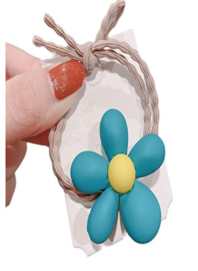 IBDA ربطة شعر ناعمة مزدوجة العقدة على شكل زهرة ديزي من إيبدا، شريط مطاطي بألوان زاهية، حامل ذيل حصان، عبوة من 5 قطع - Image 5