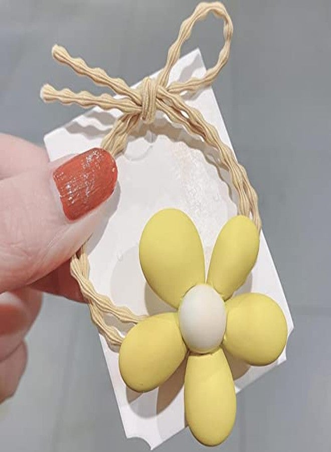 IBDA ربطة شعر ناعمة مزدوجة العقدة على شكل زهرة ديزي من إيبدا، شريط مطاطي بألوان زاهية، حامل ذيل حصان، عبوة من 5 قطع - Image 4