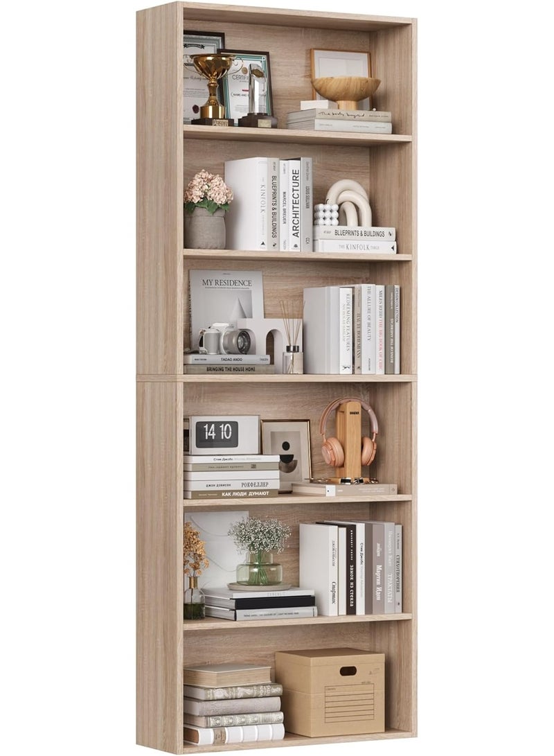 6-Tier Wooden Bookcase Shelf, 6 Compartment Storage Rack for Living Room, Study, Office, Toys, Magazines, Bookshelf Organizer with Modern Scandinavian Design, Durable Floor Standing Display Shelf 180 x 60 x 23.5 cm - Image 3