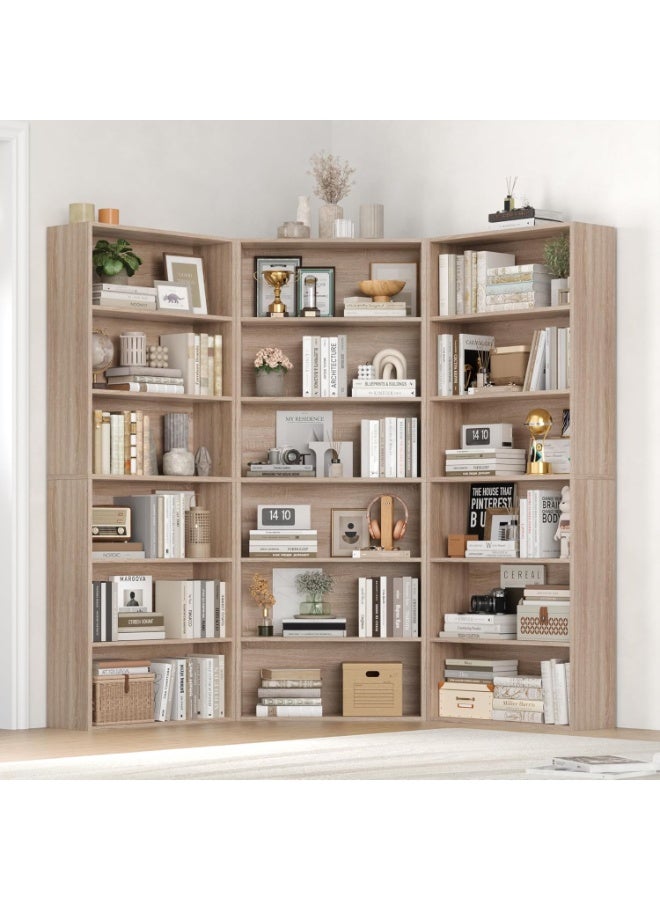 6-Tier Wooden Bookcase Shelf, 6 Compartment Storage Rack for Living Room, Study, Office, Toys, Magazines, Bookshelf Organizer with Modern Scandinavian Design, Durable Floor Standing Display Shelf 180 x 60 x 23.5 cm - Image 1