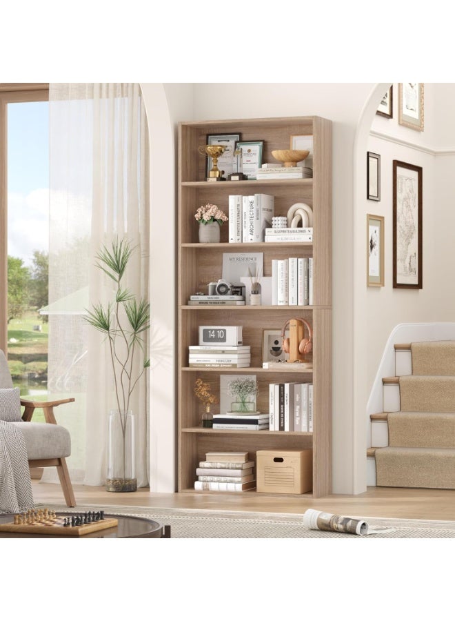 6-Tier Wooden Bookcase Shelf, 6 Compartment Storage Rack for Living Room, Study, Office, Toys, Magazines, Bookshelf Organizer with Modern Scandinavian Design, Durable Floor Standing Display Shelf 180 x 60 x 23.5 cm - Image 5