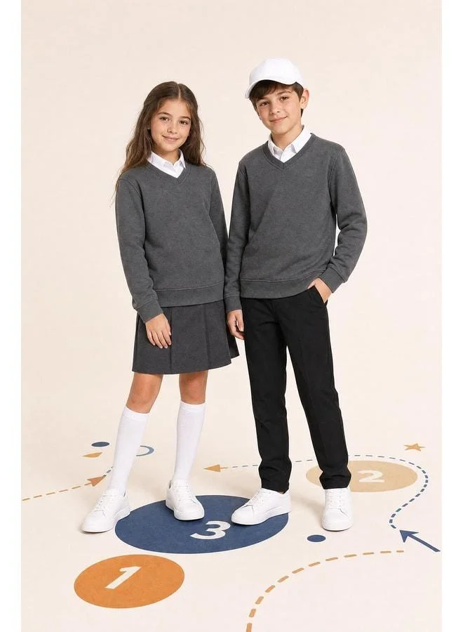 Perendi Unisex Kids Winter V-Neck Fleece School Sweatshirt