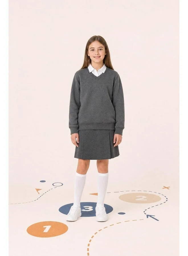 Perendi Unisex Kids Winter V-Neck Fleece School Sweatshirt