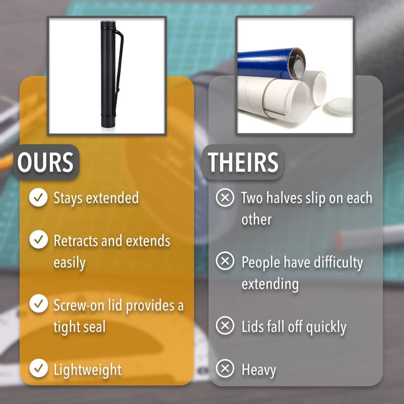 Mr. Pen- Poster Tube, 25" to 40", Extendable Poster Tube with Strap, Poster Carrying Case, Telescoping Tube, Art & Poster Transport Tubes, Poster Tubes for Storage, Poster Holder Tube, Blueprint Tube - Image 5