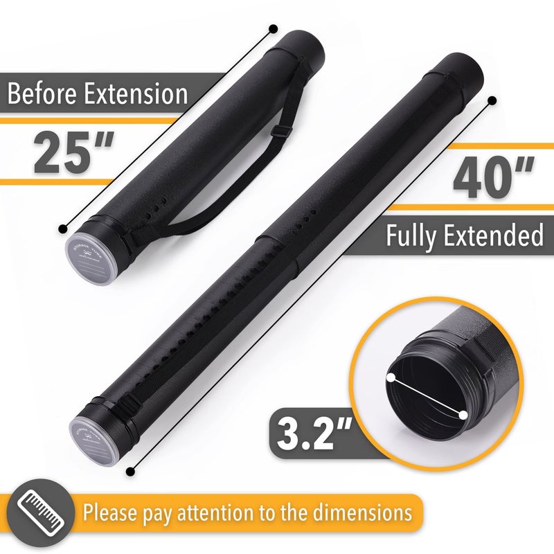 Mr. Pen- Poster Tube, 25" to 40", Extendable Poster Tube with Strap, Poster Carrying Case, Telescoping Tube, Art & Poster Transport Tubes, Poster Tubes for Storage, Poster Holder Tube, Blueprint Tube - Image 2