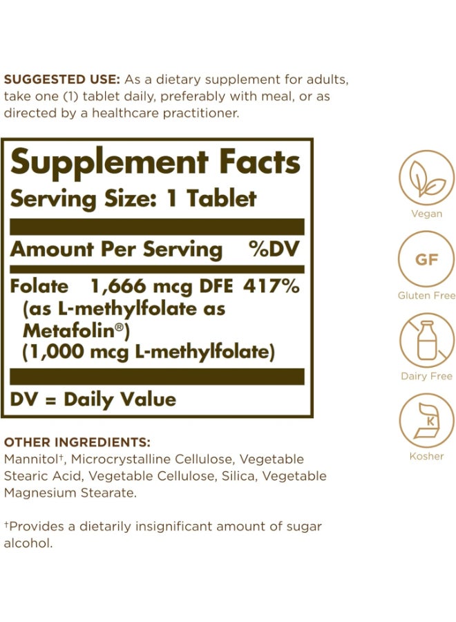 Solgar Folate 1000 mcg, 120 Tablets - Image 2