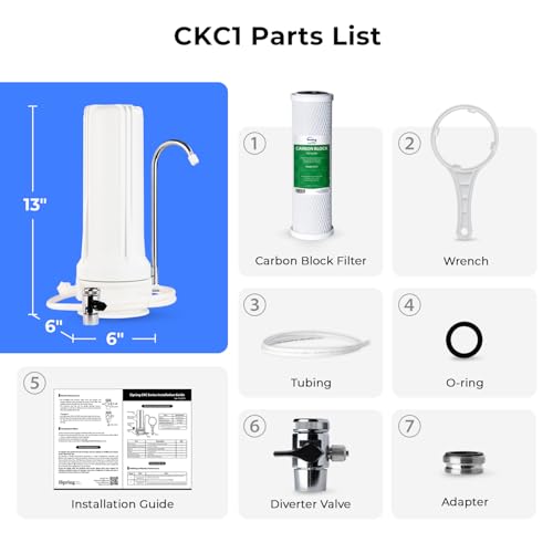 iSpring CKC1 Countertop Drinking Water Filtration System with Carbon Filter 2.5" x 10", White - Image 5