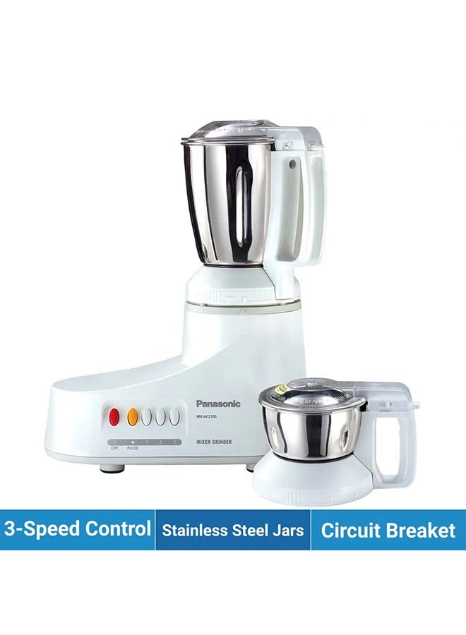 Panasonic Powerful Mixer Grinder, 2 Stainless Steel Jars, Compact And Versatile For Everyday Kitchen Use 1 L 1000 W MX-AC210S White - Image 3