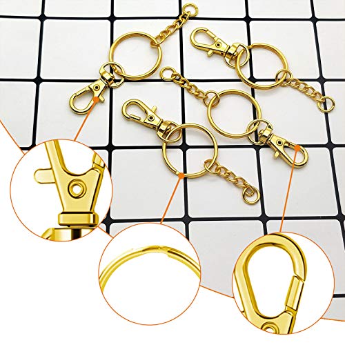 Oubaka 150Pcs Gold Swivel Snap Hook Set,Swivel Clasp Keychain Hook Lobster Clasp Split Key Rings with Chain and Jump Rings Bulk for Keychain Lanyard,Jewelry,DIY Crafts Supplies - Image 4