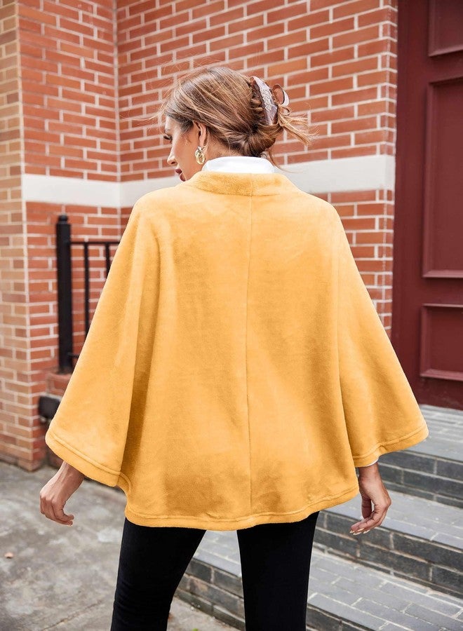 Ekouaer Flannel Faux Poncho for Women Wearable Blanket Lightweigh Blanket Warm TV Shawl Winter Coat Sweater Cape Khiki - Image 2